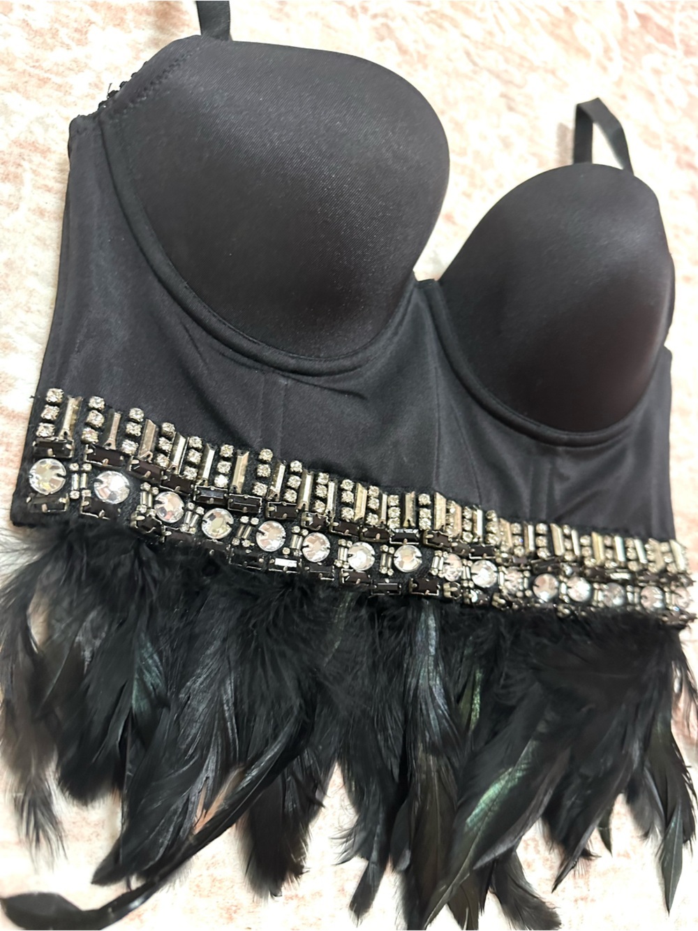 Vintage BEBE ✨Crystal & Feather Corset Top - Picture 2 of 11